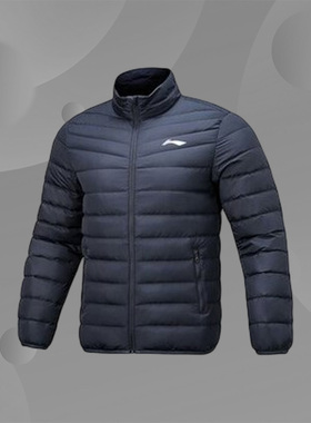 李宁正品冬季新款休闲运动舒适保暖修身男子羽绒服AYMS305