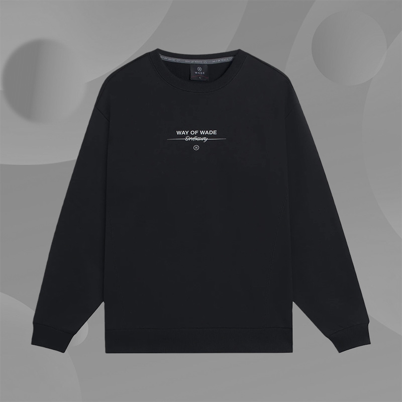 李宁正品新款男子韦德系列运动休闲加绒保暖圆领套头卫衣AWDSC41