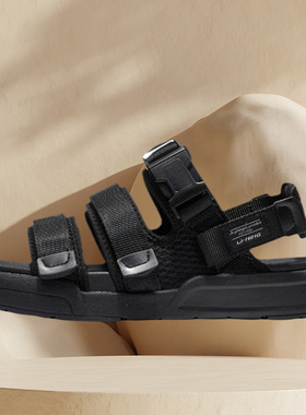 李宁正品男鞋夏季款魔术贴沙滩鞋舒适轻便休闲 凉鞋AGUS003-1