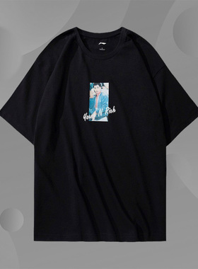 中国李宁纽约时装周系列悟道短袖T恤男女款时尚休闲文化衫AHSN743