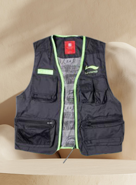 中国李宁×人民日报联名 男女单马甲时尚潮流记者运动背心AMDP039