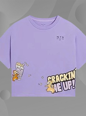 正品李宁 夏季新款 女生短袖高腰 卡通T恤宽松半袖 AHSS262