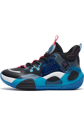 李宁正品韦德全城9减震回弹篮球鞋大童 视野蓝色YKBR076