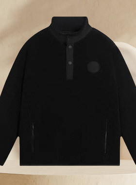 李宁正品新款男女同款运动休闲时尚半拉连加绒保暖外套AAES939