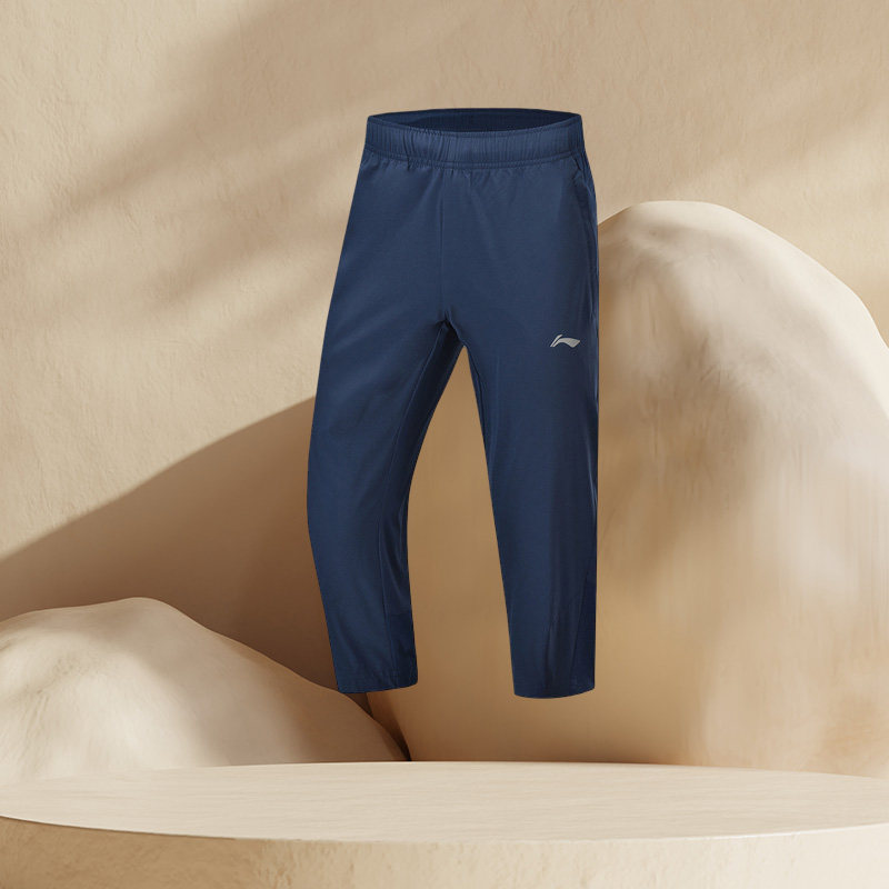 正品李宁帅气宽松透气舒适七分裤AKQP011休闲运动短裤男夏季薄款