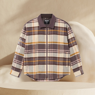 李宁外套衬衫男冬季新款BADFIVE反伍宽松花格子衬衫ASHR103