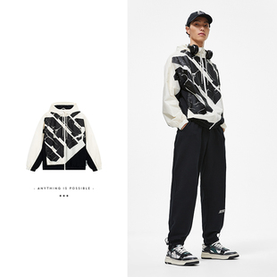 正品 AFDT059 李宁风衣春反伍BADFIVE男子宽松休闲运动服连帽外套