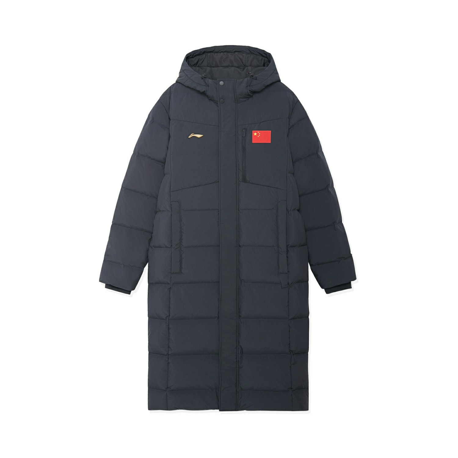 李宁正品乒乓球系列男子运动休闲保暖连帽长款羽绒服外套AYMS185