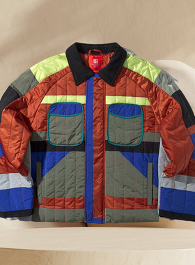 中国李宁20冬新款时装周时尚反伍男子翻领休闲短棉服AJMP041