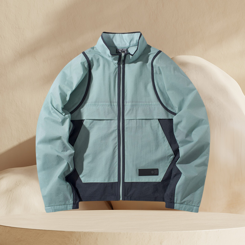 李宁正品风衣夏季女子BAD FIVE休闲开衫立领拼接轻薄外套AFDQ158