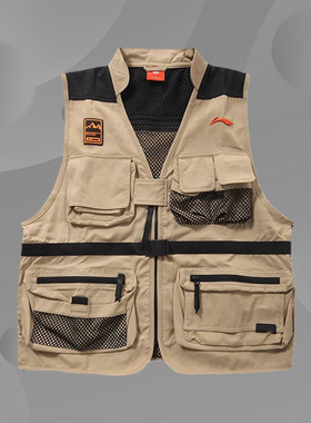 中国李宁男秋新款纽约时装周系列卡其马甲百搭工装外套 AMDP031