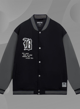 李宁正品新款BADFIVE反伍男子运动休闲时尚棒球服棉服外套AJMS053