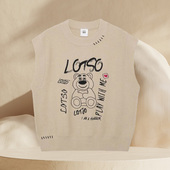 AMVR008 草莓熊系列女子运动休闲套头背心针织衫 李宁正品 秋冬新品