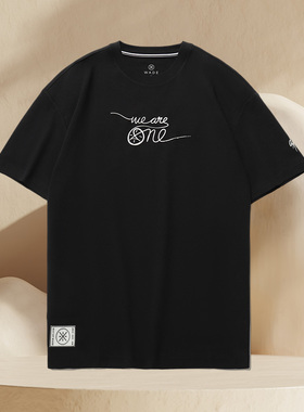 李宁正品男装运动夏圆领短袖T恤韦德艺术家圆领宽松文化衫AHSR573