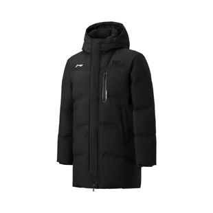 李宁正品羽毛球系列男女款保暖连帽运动训练中长羽绒服AYMV133-1