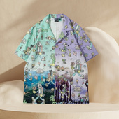 中国李宁短袖 ASHR139 滑板卡通人像衬衫 T恤新款 男女同款