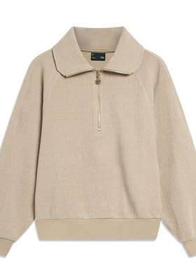 Lining/李宁正品新款运动潮流系列女子宽松半拉链套头卫衣AWDT832