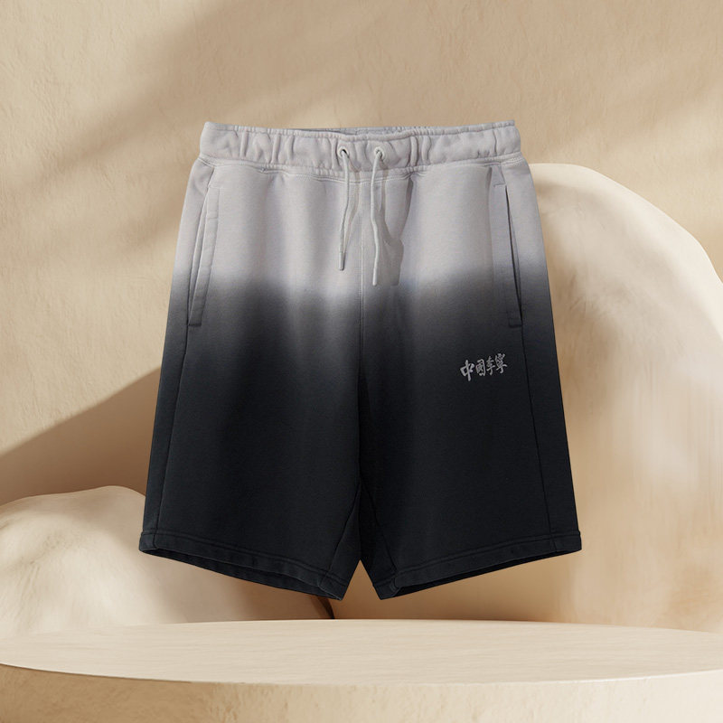 中国李宁正品夏季运动时尚透气休闲纯棉渐变五分裤短裤AKSR723