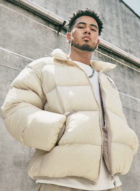 Lining/李宁正品冬季男子新款字母印花立领宽松短款羽绒服AYMT139