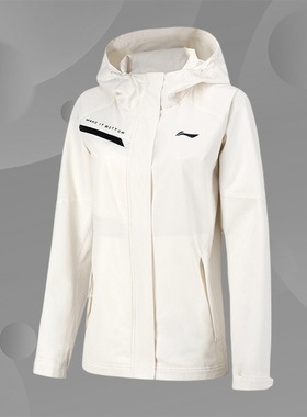 Lining/李宁正品女子三合一加绒保暖连帽宽松运动夹克风衣AWBR020