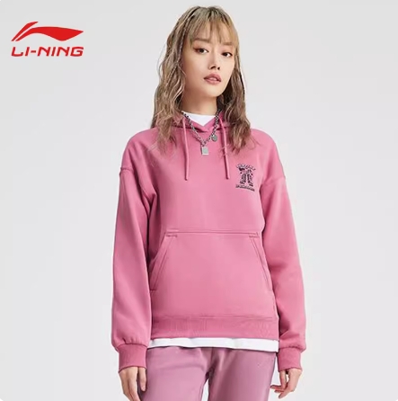 李宁秋连帽卫衣新款女运动时尚系列套头圆领运动上衣AWDR696