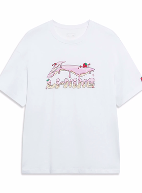 Lining/李宁正品运动时尚系列女子宽松休闲圆领短袖T恤AHST564