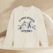 中国李宁正品 T恤AHSS147 印花圆领套头长袖 新款 男子运动休闲时尚