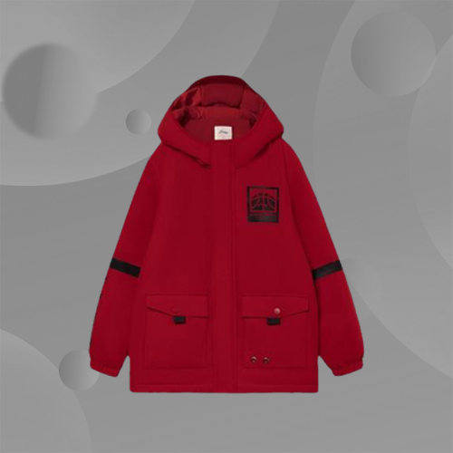 李宁正品童装男大童新品篮球运动系列宽松中棉服外套YFMR003
