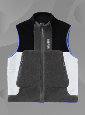 李宁正品男子冬款反伍BADFIVE篮球宽松摇粒绒运动马甲外套AMDR045