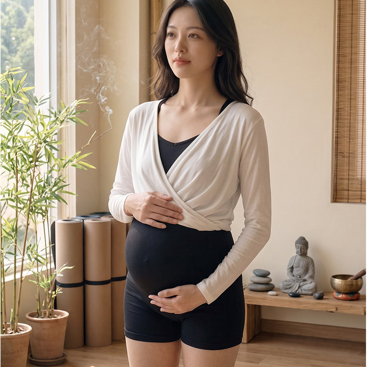 孕妇瑜伽连体衣长袖含胸垫显瘦图片