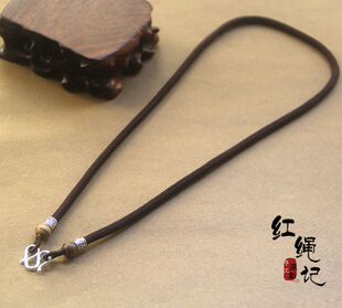 4mm粗编织马来沉泰国佛牌挂绳包银边狼牙绳纯银m扣吊坠项链绳颈绳