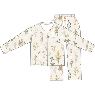 littletiny女士睡衣竹棉春秋款长袖休闲秋冬家居服套装四季可外穿