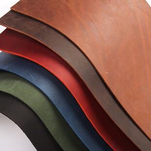 多色疯马皮手工diy皮具皮料复古磨砂效果油皮植鞣革TN本用皮料