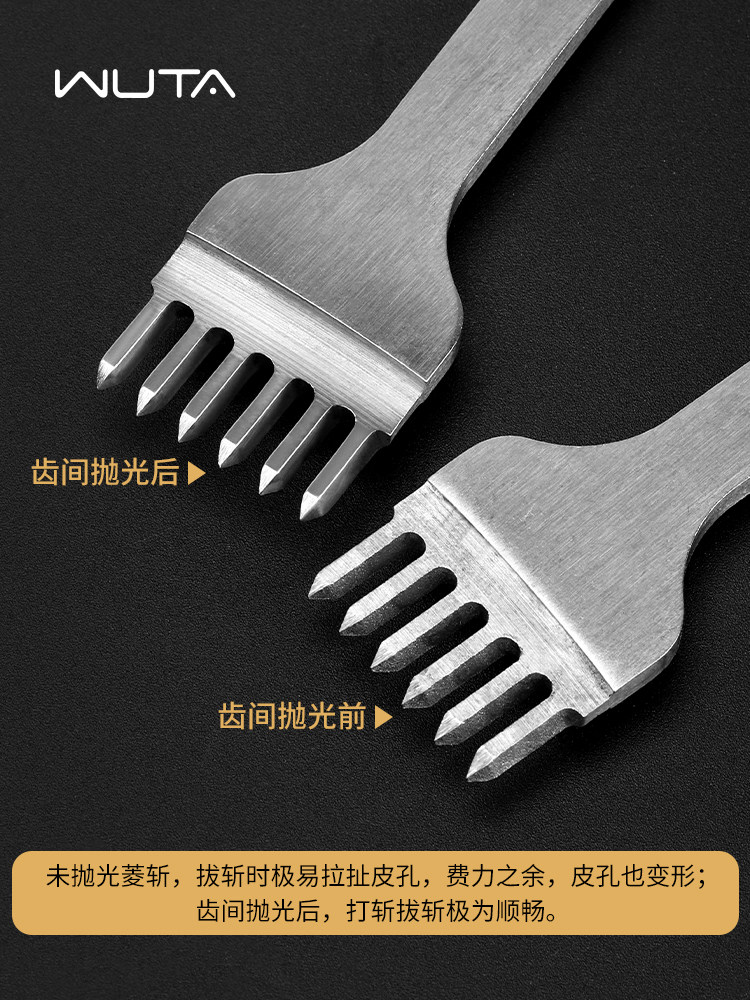 WUTA 흰색 강철 마름모 베벨 도마 치아 광택 수제 DIY 가죽 가죽 제품 도마 도구 단일 치아 도마 4MM 만들기