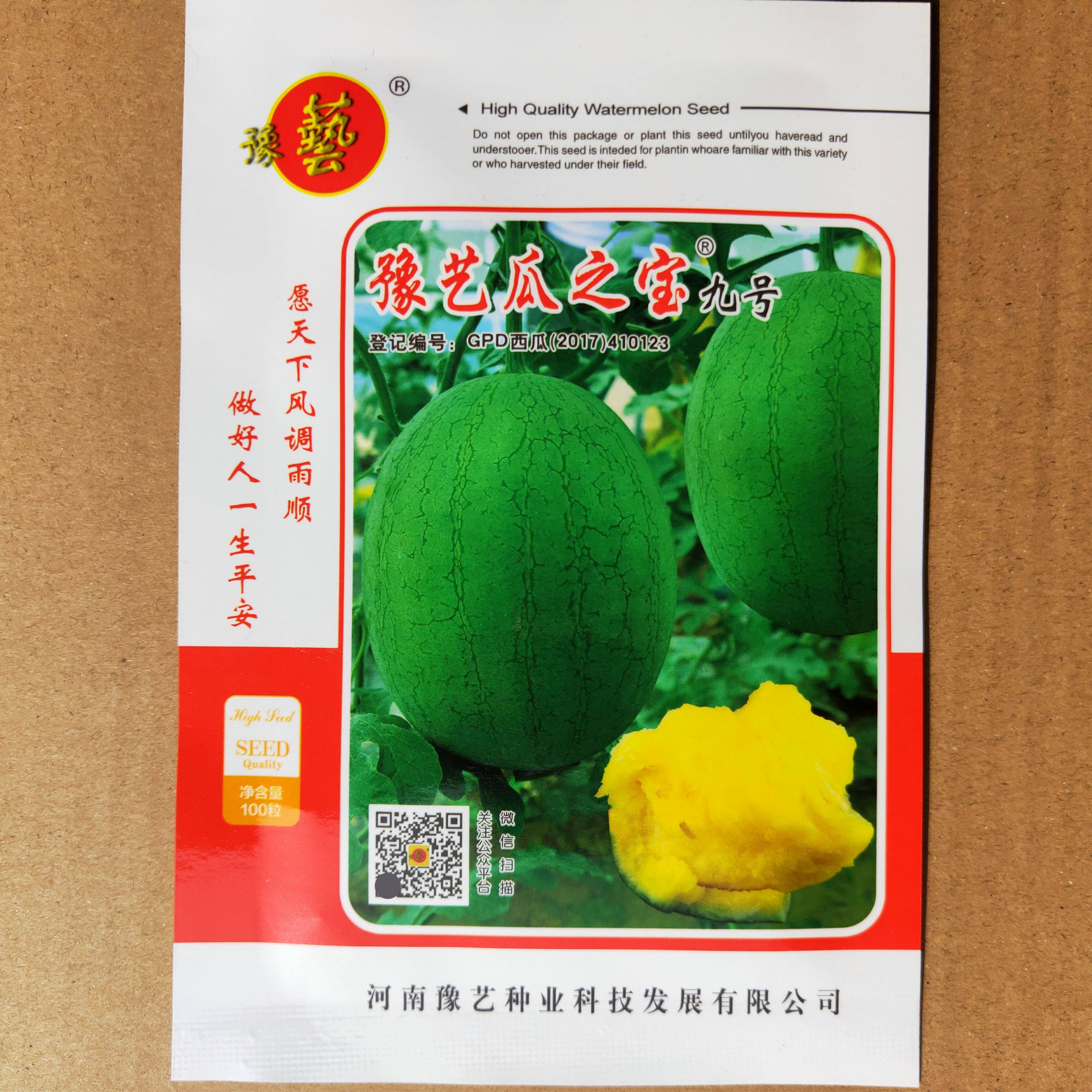 豫艺瓜之宝九号西瓜种子 早熟绿皮黄瓤西瓜 坐瓜性好糖度高 100粒