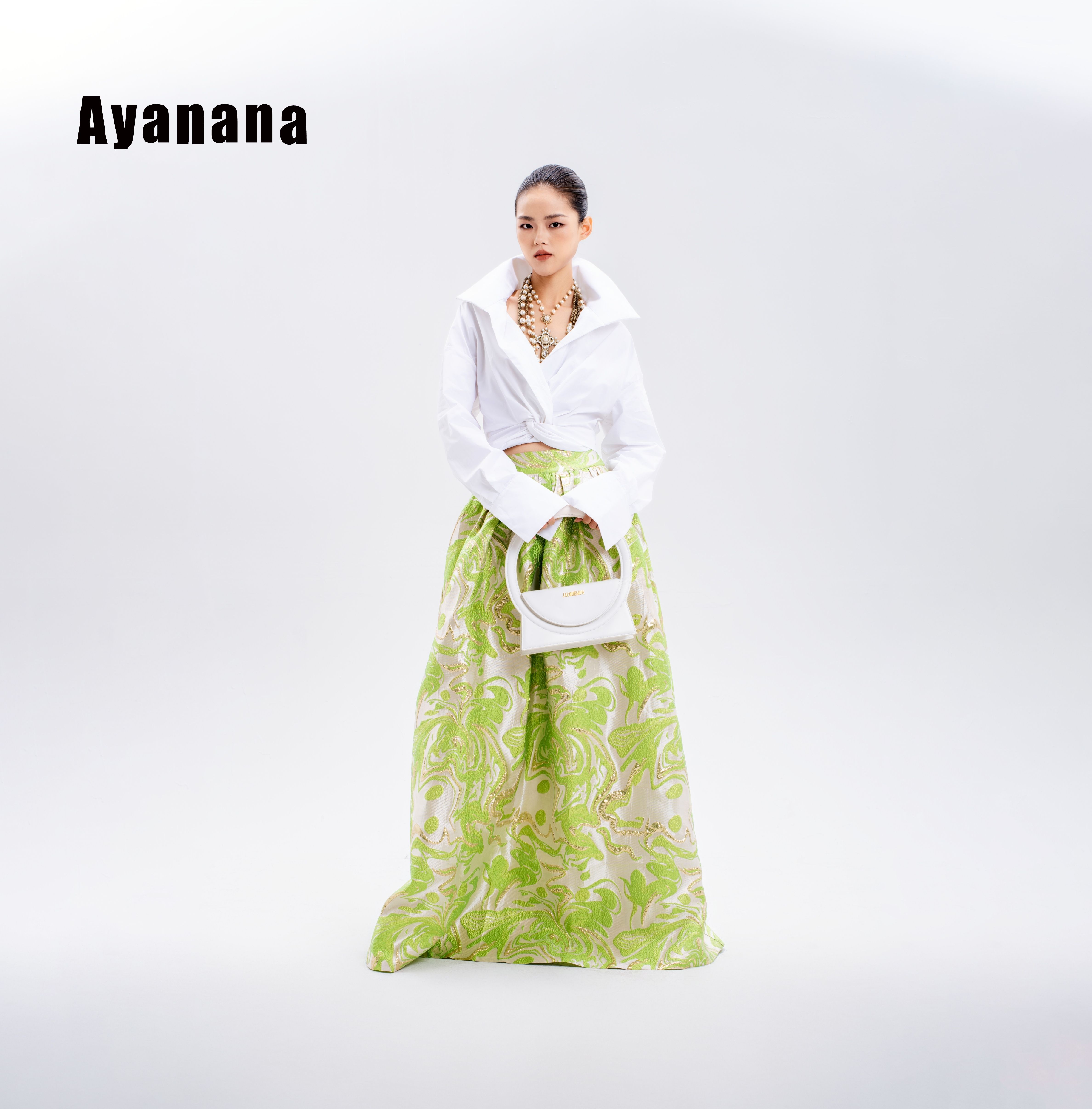 Ayanana秋款原创设计师刺绣印花半身裙A字显瘦百搭女半身裙