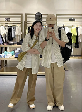 100%纯棉日系宽松阔腿工装裤男女中性风潮流复古百搭直筒休闲长裤