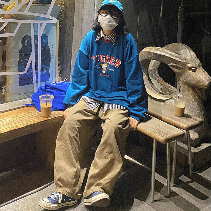 日系复古工装裤vintage中性风2023新款纯棉灯笼裤宽松阔腿休闲裤