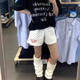 美式 子 宽松字母刺绣休闲阔腿三分外穿热裤 纯棉波点运动短裤 女夏季