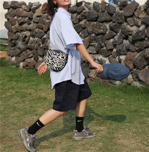 日系高腰工装裤2022夏季新款宽松休闲BF风中性阔腿五分中裤男女款