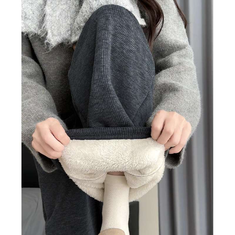 羊羔绒阔腿裤女秋冬季2025新款
