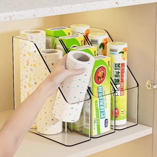 保鲜膜套收纳层架盒厨房用品食品塑料袋台面空间利用保鲜袋收纳神