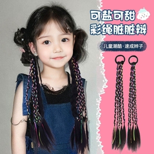 假发脏辫马尾小辫子麻花辫绑带式女长发民族风彩色小辫子儿童嘻哈
