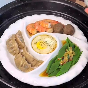 耐高温陶瓷蒸盘五格蒸盘可蒸可微波家用省心蒸早餐多格餐盘水果盘