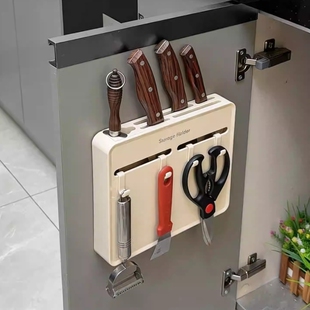 【厨房好物】刀架壁挂式刀具置物架整体橱柜门内侧菜刀收纳层架免