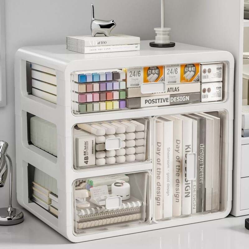 桌面收纳盒抽屉式文具盒家用书桌置物架小杂物办公整理盒防尘