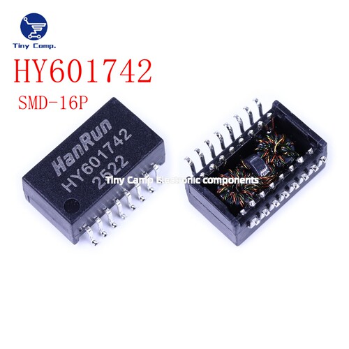 正品保障 HY601742 SMD-16P 网络脉冲变单口百兆以太网隔离变压器