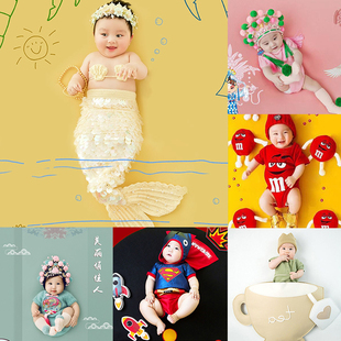 2024百天半岁艺术照主题摄影服装宝宝满月拍照道具百日婴儿童衣服