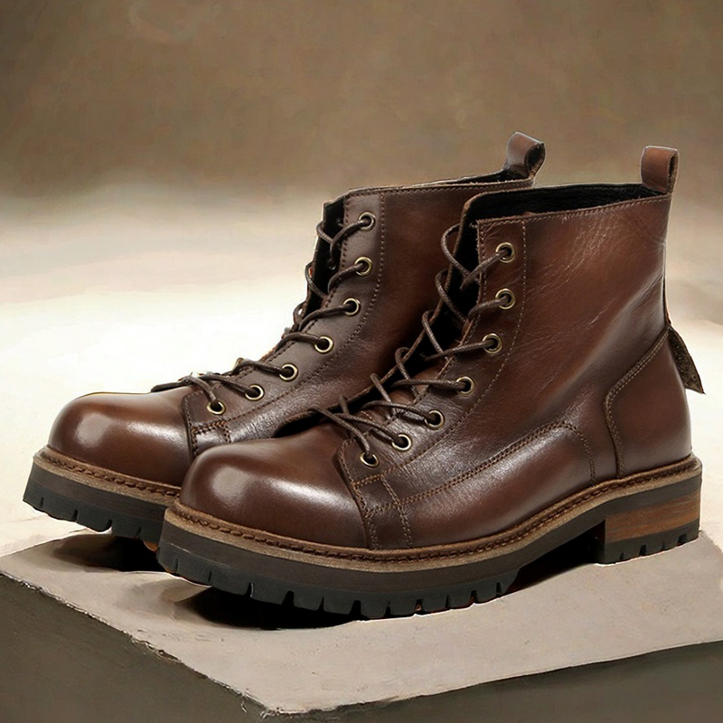 阿美咔叽美式复古马皮植鞣马丁靴