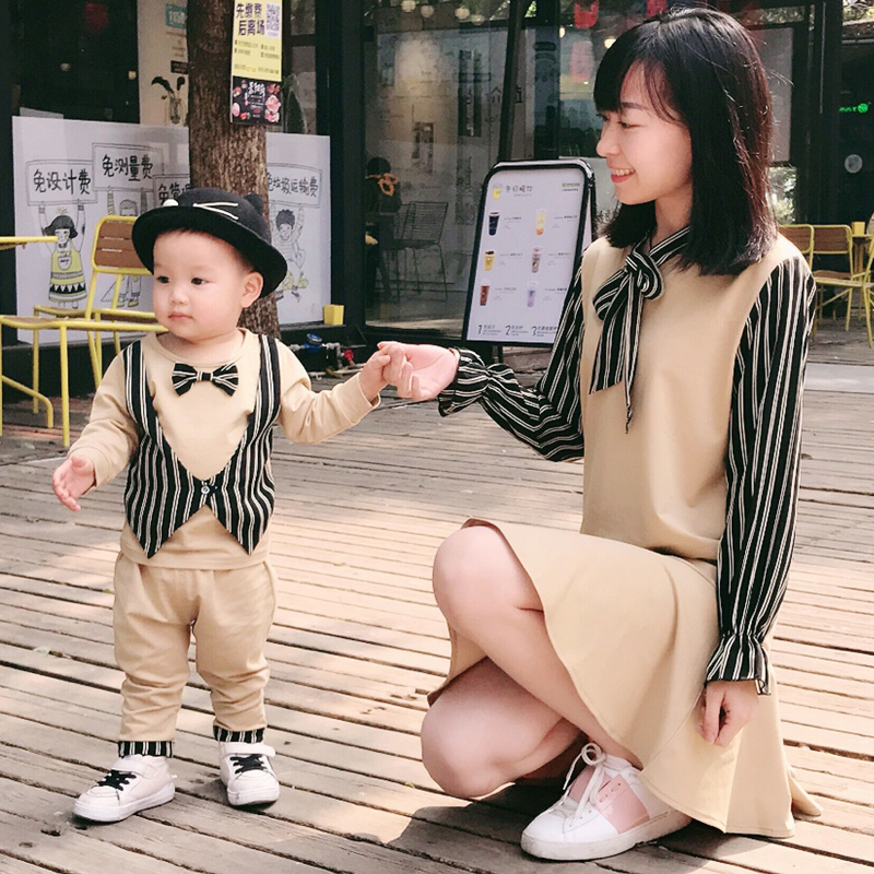 童装亲子装套装春装2019新款潮母子装雪纺连衣裙小童宝宝休闲套装限时抢购